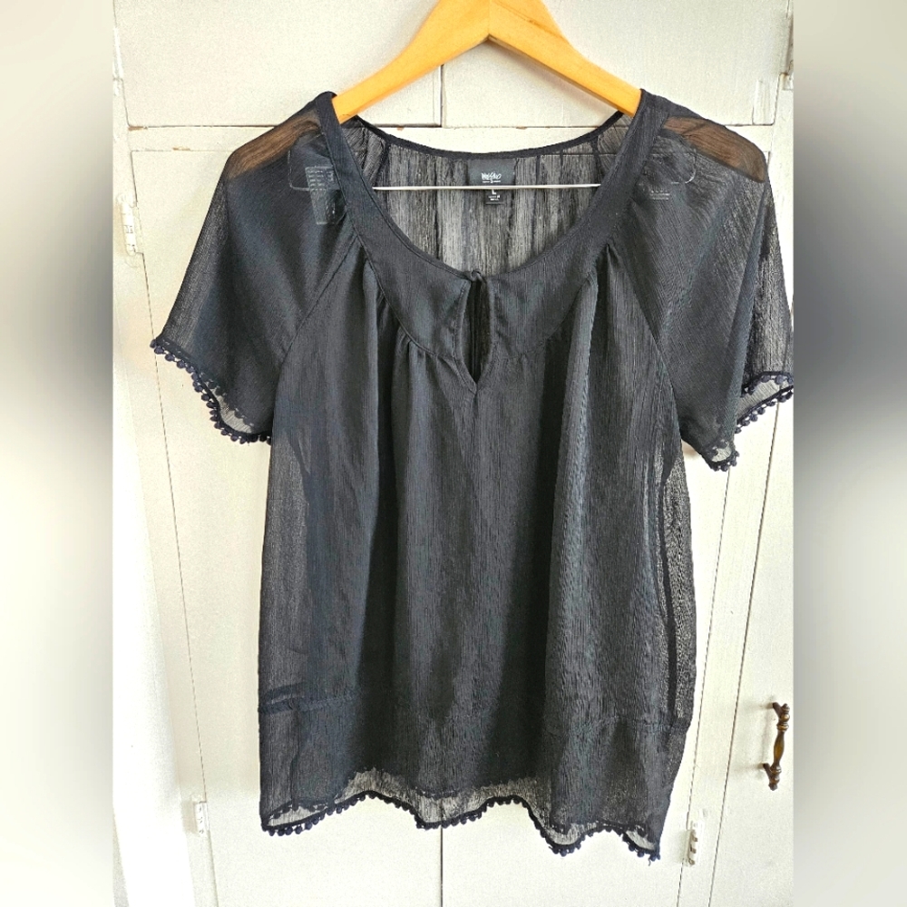 Mossimo Sheer Black blouse Size L